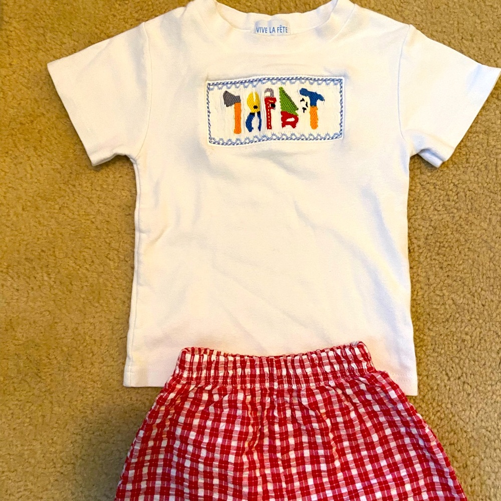 Smocked Tool Short Set